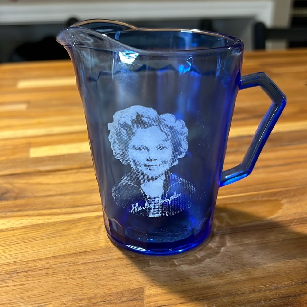 Vintage 1930s Shirley Temple cobalt blue depression glass